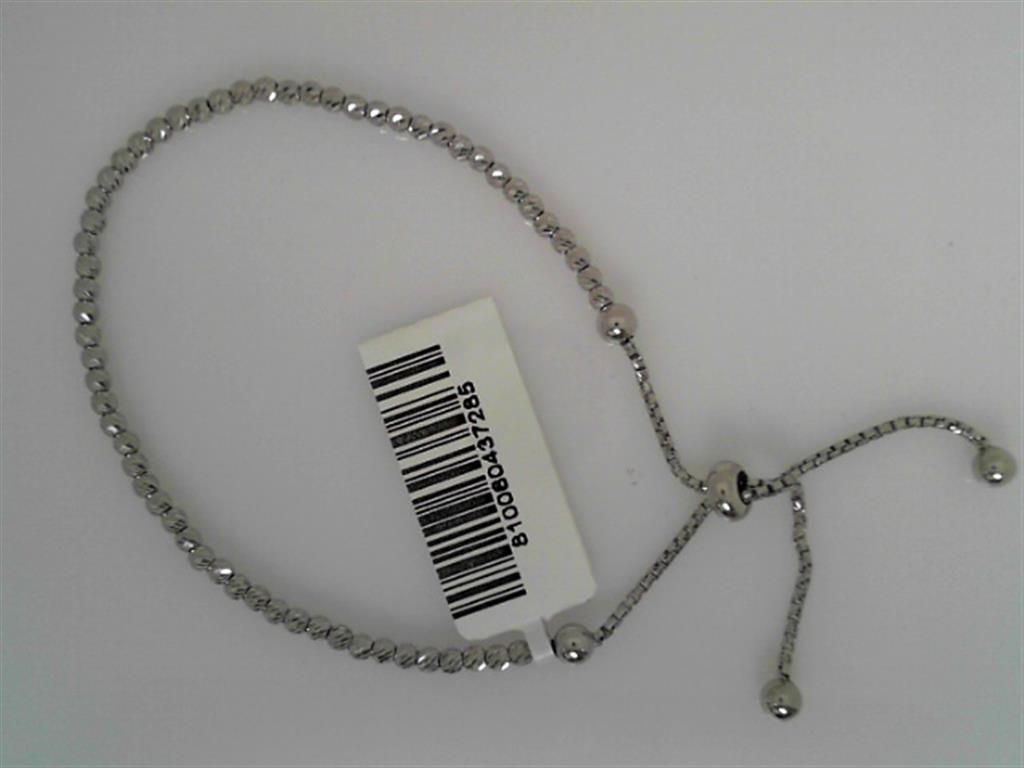 White Sterling Silver Diamond Cut Bead B