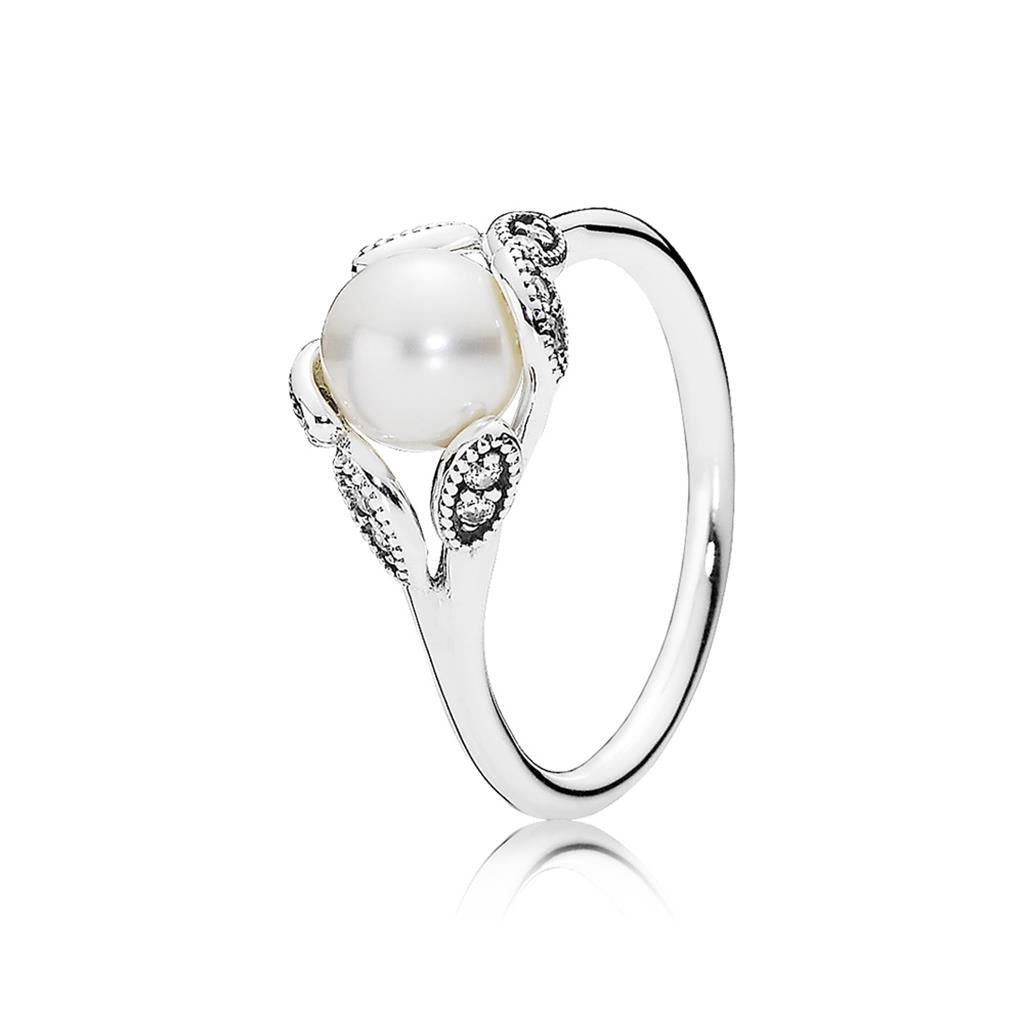 Luminous Leaves, White Pearl & Clear CZ