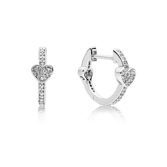 Pave Heart Hoop Earrings