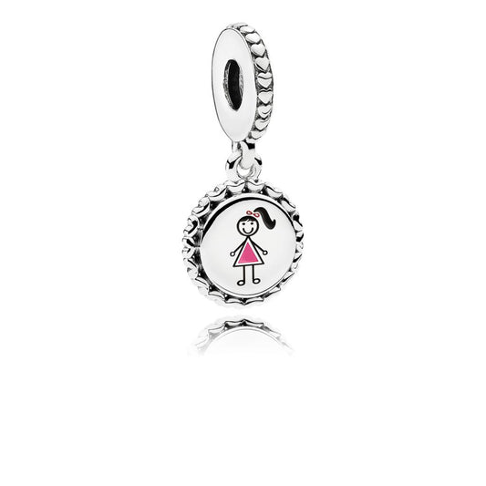 GIRL Stick Figure Engraved Dangle