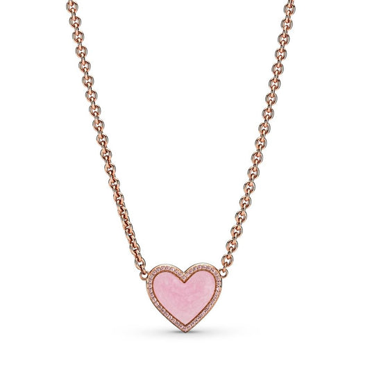 Pink Swirl Heart Collier Necklace
