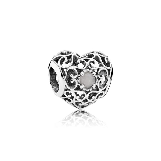 June Signature Heart, Grey Moonstone