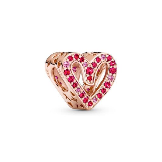 Sparkling Ruby Red & Pink Freehand Heart
