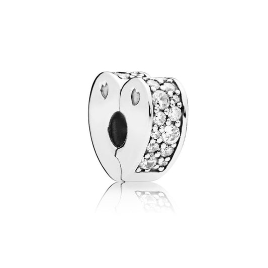Clear Pave Heart Clip Charm