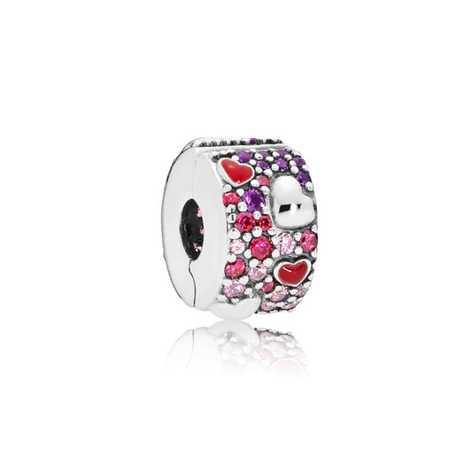 Asymmetric Hearts of Love, Red & Pink CZ