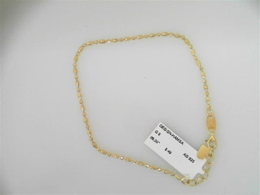 Yellow Sterling Silver Diamond Cut Bead