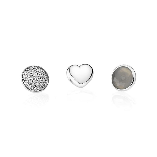 June Petites, Grey Moonstone & Clear CZ