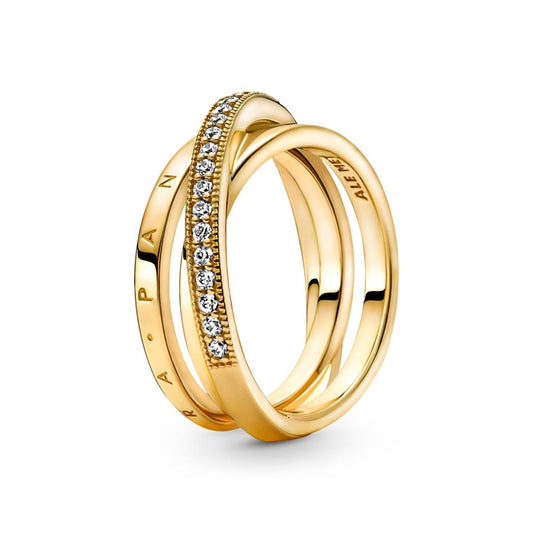Crossover PaveTriple Band Ring