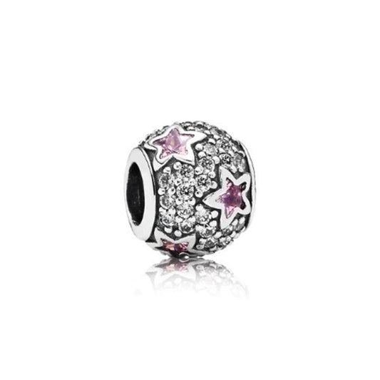 follow the stars, pink & clear CZ