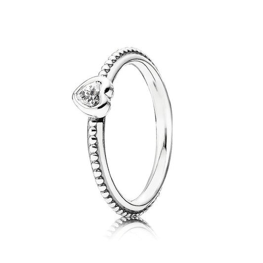 Clear Heart Beaded Ring