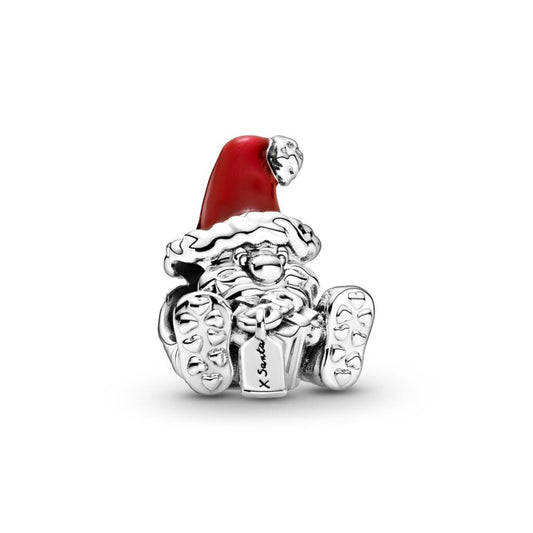 Seated Santa Claus & Present, Red Enamel