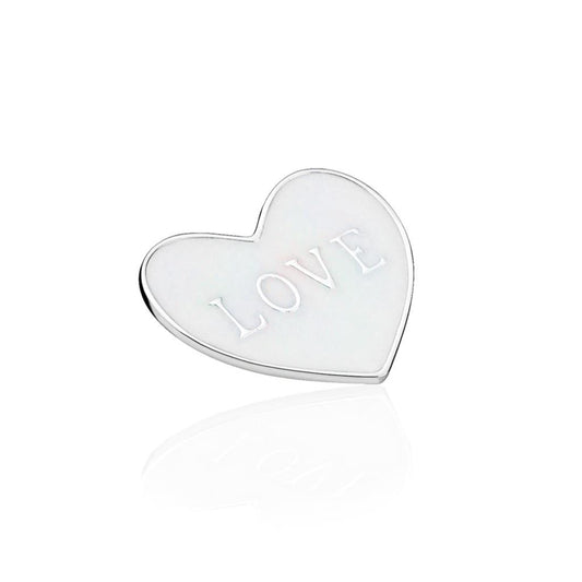 Love Heart Plate, Medium, Silver Enamel