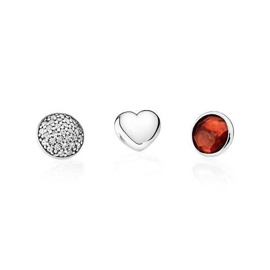 January Petites, Garnet & Clear CZ