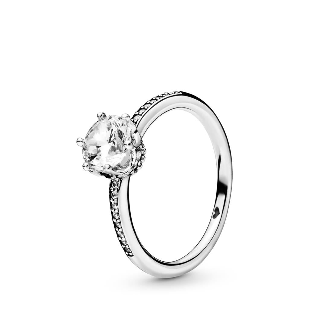 Clear Sparkling Crown Solitaire Ring