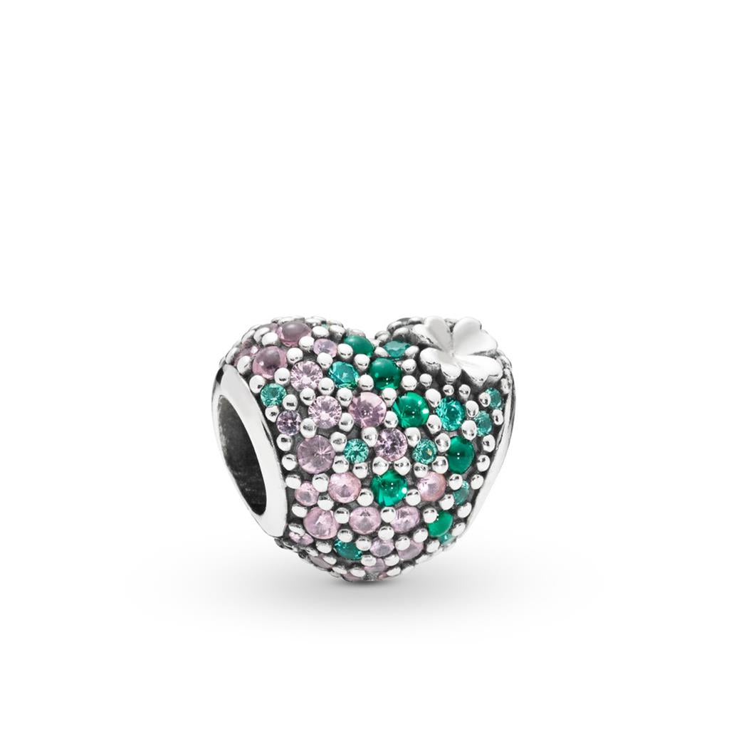 Gleaming Clover Heart, Green and Pink Cr
