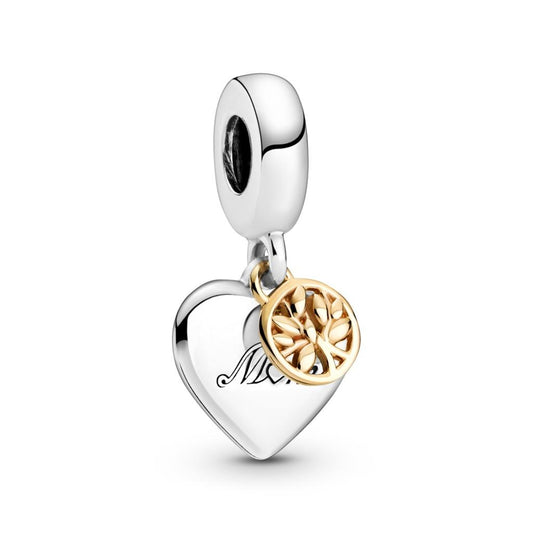 Two-tone Family Tree & Heart Dangle Char