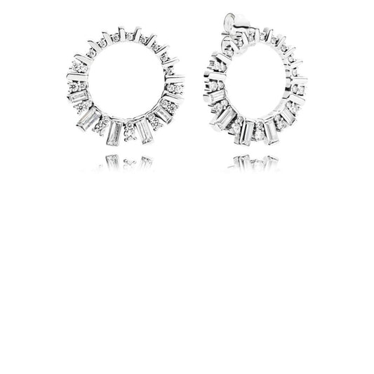 Sparkling Ice Cube Circle Stud Earrings