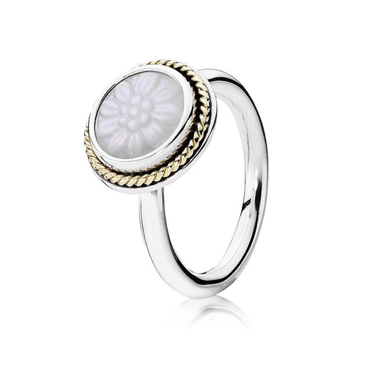 daisy signet, mother of pearl