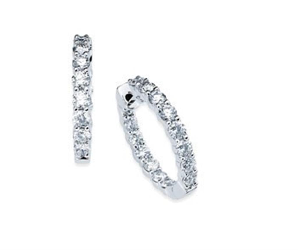 Lady's White 14 Karat Medium Hoop Earrin