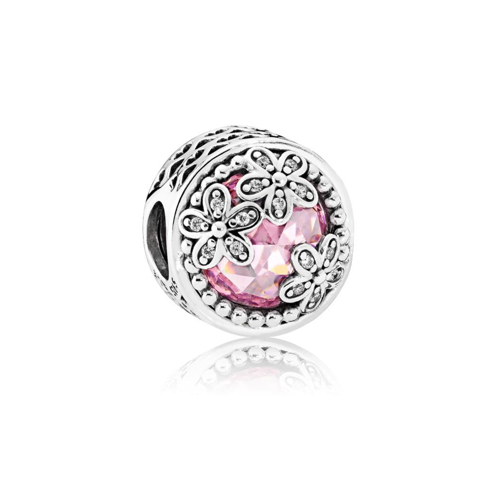 Dazzling Daisy Meadow, Pink & Clear CZ