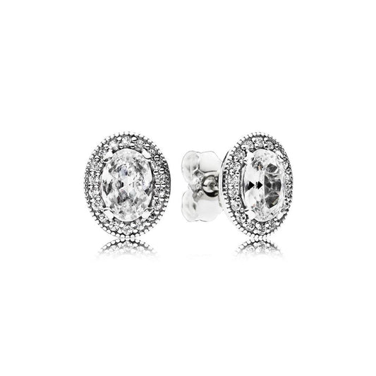 Oval Sparkle Halo Stud Earrings