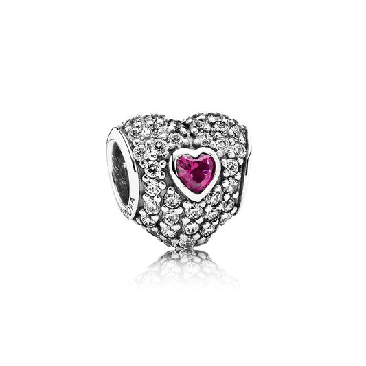 in my heart, clear CZ & synthetic ruby