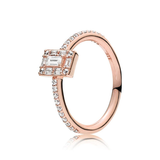 Sparkling Square Halo Ring