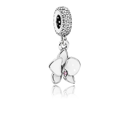 Orchid, White Enamel, Clear & Orchid CZ
