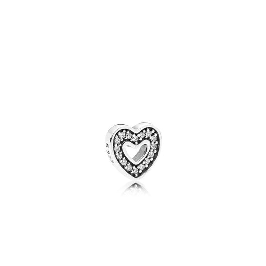 Heart silver petite element with clear c