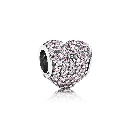 Pave heart, pink CZ