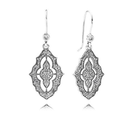 Silver hanging earrings with cubic zirco