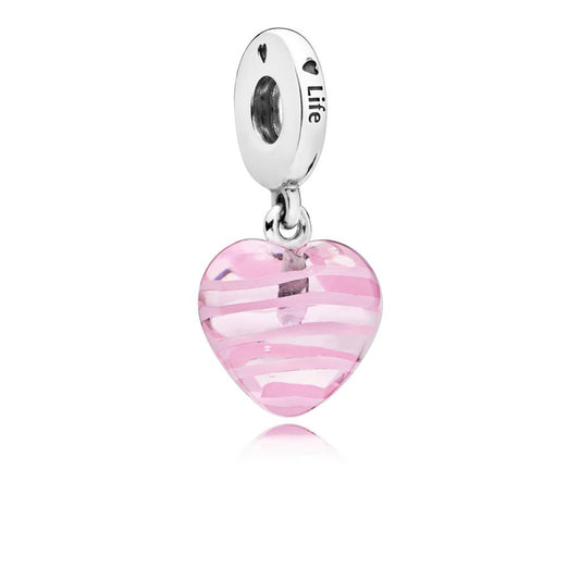 Pink Ribbon Heart Glass