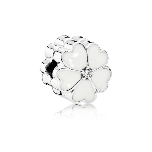 White Primrose, White Enamel & Clear CZ