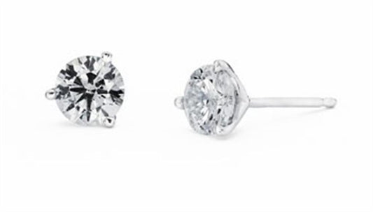Lady's White 14 Karat Stud Earrings With