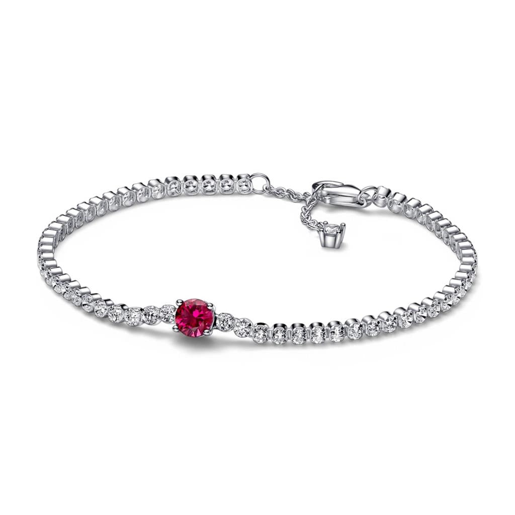 Red Sparkling Round Pav? Tennis Bracelet