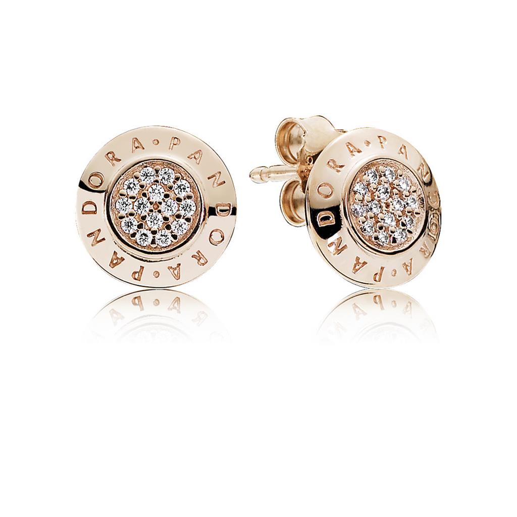 Sparkling Pandora Logo Stud Earrings