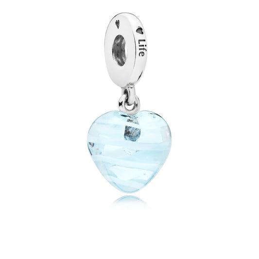 Blue Ribbon Heart Glass