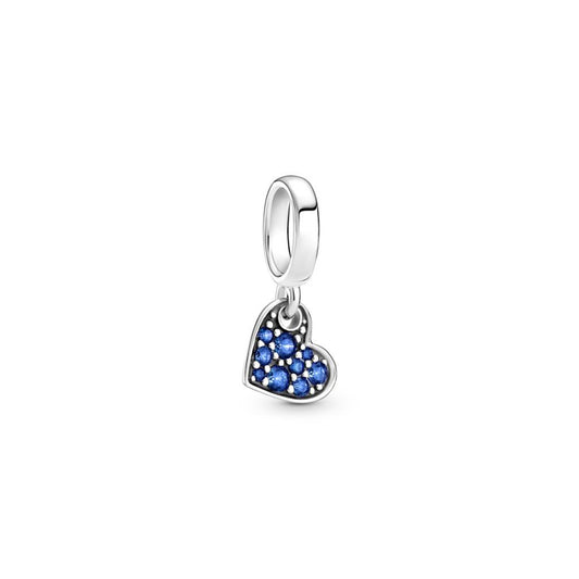 Stellar Blue Pave Tilted Heart Dangle Ch