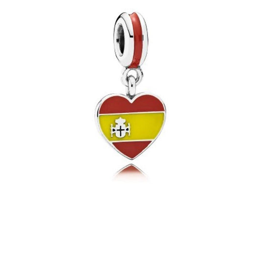 spain heart flag, red & yellow enamel