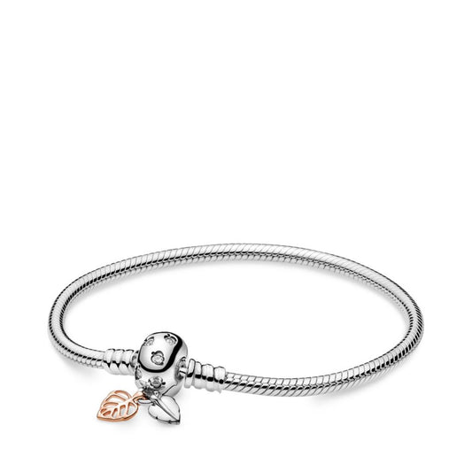 Sterling Silver with Leaves Clasp,Clear