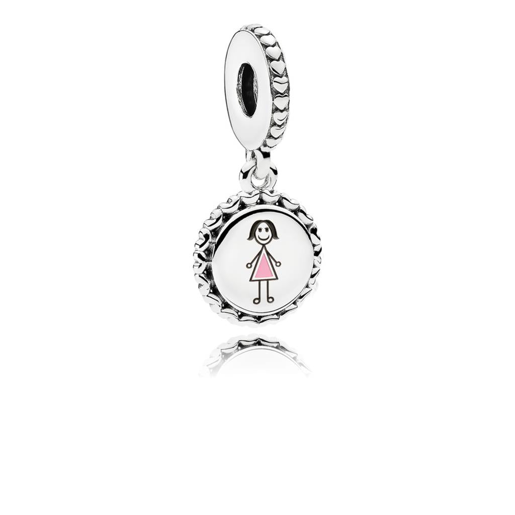 MOM Stick Figure Engraved Dangle