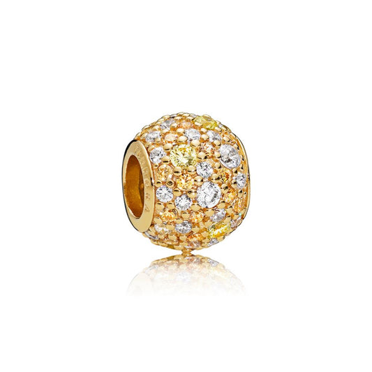 Golden Mix Pave Ball, Multi-Colored CZ