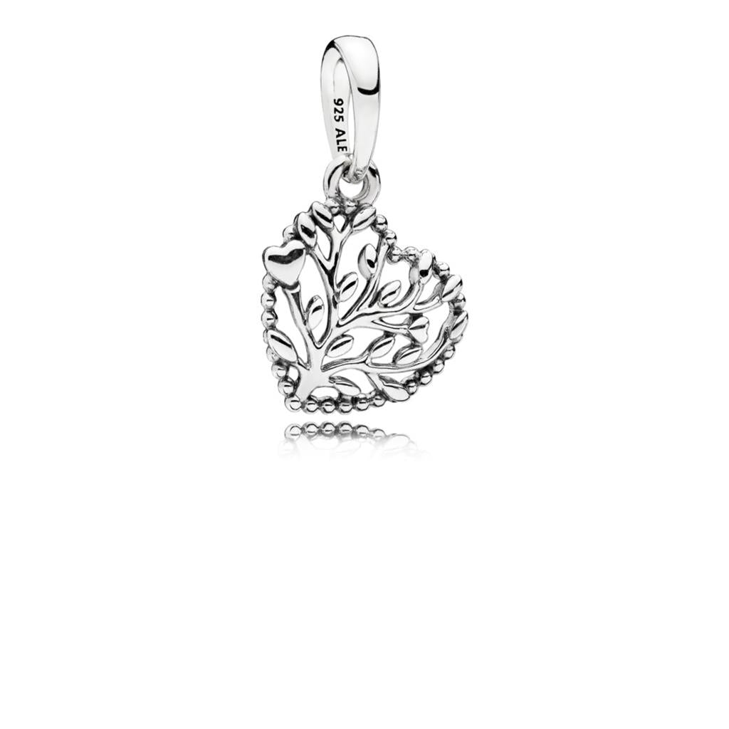 Tree of love heart silver dangle