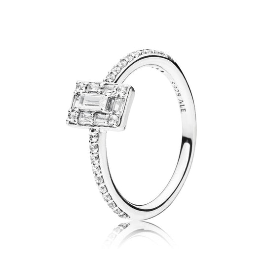 Sparkling Square Halo Ring