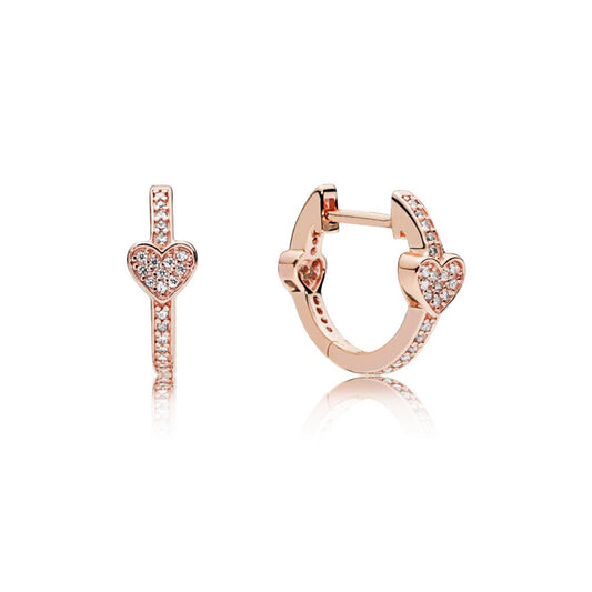 Pave Heart Hoop Earrings