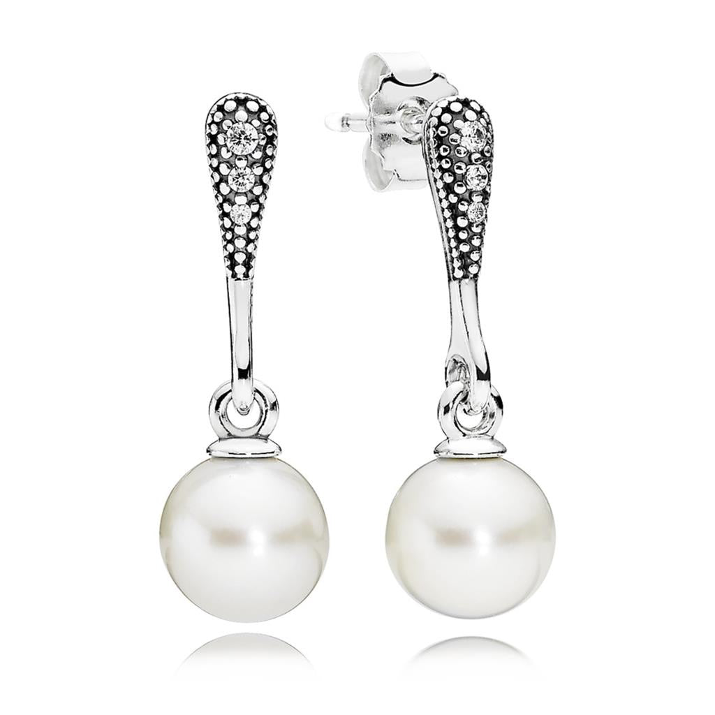 Elegant Beauty, White Pearl & Clear CZ