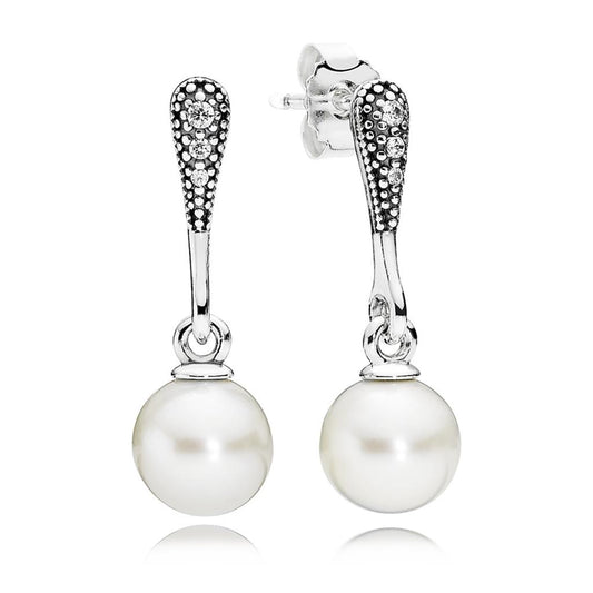 Elegant Beauty, White Pearl & Clear CZ