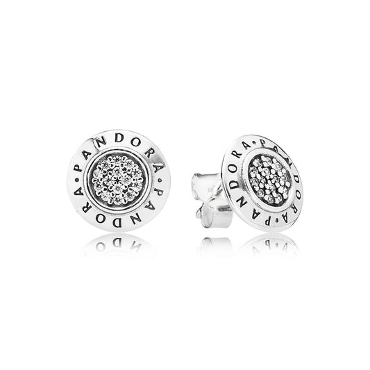 Sparkling Pandora Logo Stud Earrings