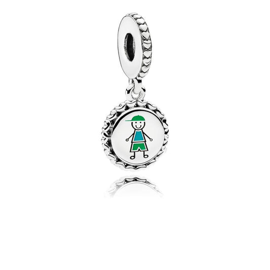 BOY Stick Figure Engraved Dangle